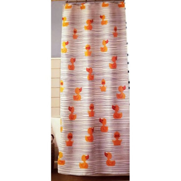 Rubber Duckies Ducky Duck Shower Curtain Fun Kids Bathroom SKL HOME NWT NEW Blue - Picture 4 of 5
